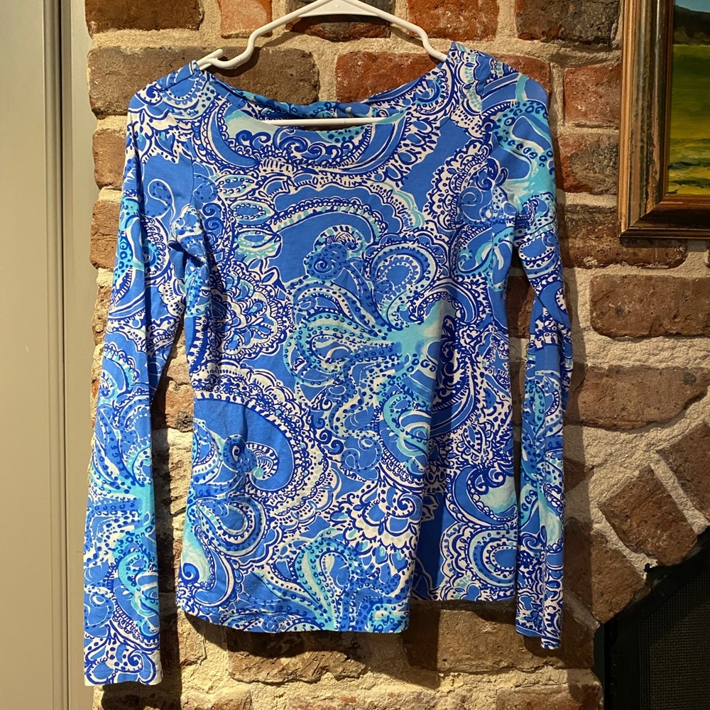 Lilly Pulitzer blue octopus print top